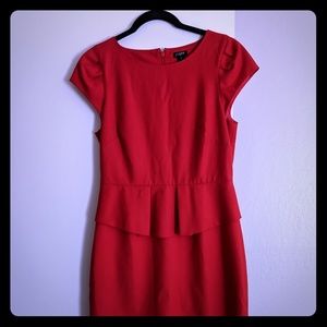 J. Crew red peplum dress for office